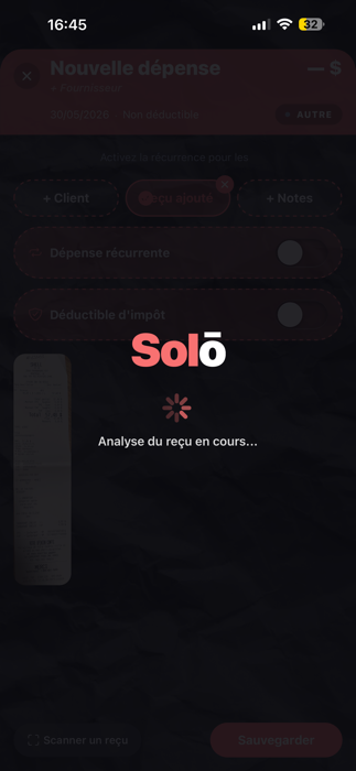 Solō — analyse IA du reçu en cours